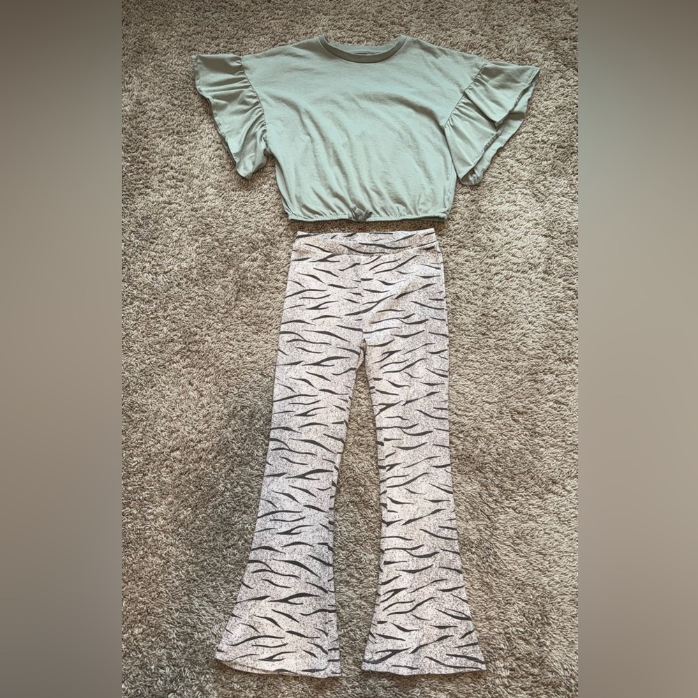JESSICA SIMPSON GIRLS ZEBRA FLARE & FLOUNCY TEE SET